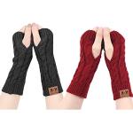 Reduzierte Geflochtene Fingerlose Handschuhe & Halbfinger-Handschuhe für Damen Einheitsgröße für den für den Winter 