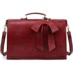Reduzierte Rote Vintage Ecosusi Damenlehrertaschen mit Klettverschluss aus Leder mit Laptopfach klein 
