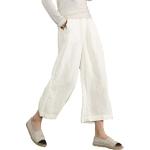Weiße Unifarbene Palazzo-Hosen aus Baumwolle für Damen Größe M für den für den Frühling 