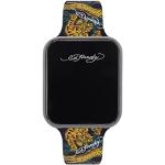 ED HARDY Singles Herren-Armbanduhr mit Quarz-Uhrwerk, Schwarz/mehrfarbig bedruckt, Schwarz/mehrfarbig, Medium, Classic