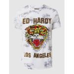 Ed Hardy T-Shirt mit Strasssteinen Modell 'Los-Tigre' in Hellgrau, Größe M, Artikelnr. 1604532M 100% Baumwolle M