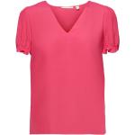 Reduzierte Pinke edc V-Ausschnitt V-Shirts mit Puffärmeln aus Viskose für Damen Größe XS für den für den Sommer 