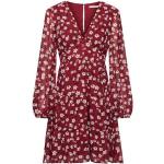 Rote Langärmelige edc Mini V-Ausschnitt Minikleider & kurze Kleider mit Kirschenmotiv aus Polyester für Damen Größe L 