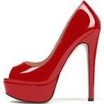 Rote Offene Pfennigabsatz Peep Toe Pumps für Damen Größe 40 