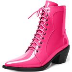 Rosa Spitze Ankle Boots & Klassische Stiefeletten mit Reißverschluss aus Kunstleder für Damen Größe 36 für den für den Herbst 