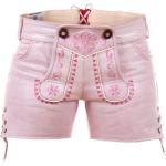 Pinke Sexy Trachtenshorts mit Knopf aus Kalbsleder für Damen Größe XS 