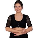 Schwarze Elegante Festliche Blusen mit Puffärmeln aus Mesh für Damen Größe XL 