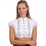 Weiße Festliche Blusen mit Knopf aus Spitze für Damen Größe XXL 