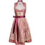 Rosa Bestickte Elegante Midi Dirndl-Sets aus Brokat für Damen Größe L 2-teilig 