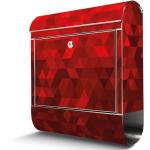 Rote Banjado Design Designbriefkästen aus Edelstahl mit Ständer 