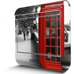 Rote Banjado London Red Telephone Designbriefkästen mit London-Motiv aus Edelstahl mit Ständer 