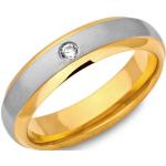 Edelstahl Ring vergoldet 5mm Zirkonia