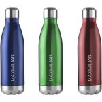 Edelstahl Trinkflasche Mit Namen Graviert - 500Ml Isolierte Thermosflasche Individuell Beschriftet | Schwarz/Silber Weiß