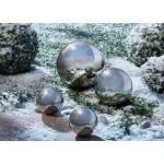 Silberne bader Gartenkugeln poliert aus Edelstahl 4-teilig 