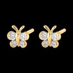 Edenly Runde Schmetterling Ohrringe mit Insekten-Motiv aus Gelbgold 18 Karat mit Diamant 