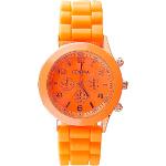 EDINE ED Super leichte Quarz-Armbanduhr für Damen, Mädchen und Jungen, antiallergisches Silikonband, elegantes Design, vielseitig und lustig, orange, Streifen