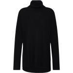 Schwarze Langärmelige Rollkragen Kaschmir-Pullover aus Wolle für Damen Größe XS 