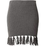 Dunkelgraue Melierte Mini Wollröcke aus Wolle für Damen Größe XS 