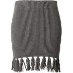 Dunkelgraue Melierte Mini Wollröcke aus Wolle für Damen Größe M 