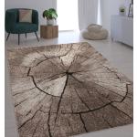 Paco Home - Edler Designer Teppich Wohnzimmer Holzstamm Baum Optik Natur Grau Braun Beige 120x170 cm