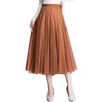 Dunkelorange Unifarbene Midi Festliche Röcke aus Tüll für Damen Größe M 