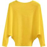 Gelbe Streetwear U-Boot-Ausschnitt Kaschmir-Pullover aus Wolle für Damen Einheitsgröße für Partys für den für den Winter 