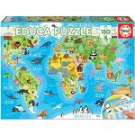 Reduzierte 150 Teile Educa Lernpuzzles mit Weltkartenmotiv für 5 - 7 Jahre 