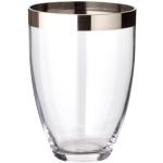 Silberne 20 cm Edzard Runde Vasen & Blumenvasen 16 cm glänzend aus Kristall mundgeblasen 