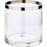 Silberne Moderne 15 cm Edzard Runde Weihnachts-Teelichthalter aus Kristall mundgeblasen 