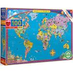 100 Teile eeBoo Puzzles mit Weltkartenmotiv 