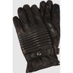 Reduzierte Schwarze Gesteppte Touchscreen-Handschuhe aus Leder für Herren Größe S für den für den Winter 