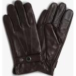 Schokoladenbraune Unifarbene Touchscreen-Handschuhe aus Leder für Herren Größe L 