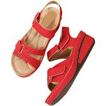 Rote Elegante Römersandalen & Gladiator Sandalen mit Schnalle aus Kunstleder orthopädisch für Damen Größe 39 für den für den Sommer 