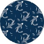Eeveve Bodenmatte - Druck - Japanischer Fisch - Blau | Rund 110cm