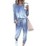 Blaue Karo Pyjamas lang aus Frottee für Damen Größe XL für den für den Winter 
