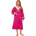 Pinke Unifarbene Langärmelige Egeria Kinderbademäntel mit Kapuze aus Baumwolle Größe 170 