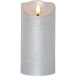 Silberne Moderne 15 cm Runde LED Kerzen mit beweglicher Flamme aus Kunststoff 