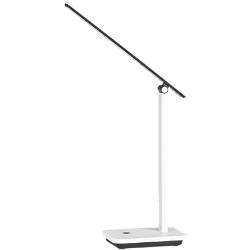 EGLO LED Akku Tischlampe Iniesta, aufladbare Nachttischlampe touch dimmbar, Schreibtischlampe Büro mit USB Ladefunktion, Kunststoff in Weiß und Schwarz, warmweiß-kaltweiß