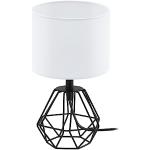 EGLO Nachttischlampe Carlton 2, Deko Tischlampe Vintage, Retro Lampe aus Metall und Stoff in Weiß und Schwarz, E14