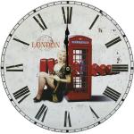 EGLO Vintage Wanduhr Telefonzelle London 310mm rot,weiß,antik-weiss