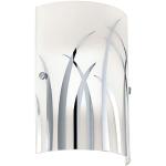 EGLO Wandlampe Rivato, 1 flammige Wandleuchte, Elegant, Wandleuchte innen aus Stahl und Glas mit Dekor, Wohnzimmerlampe, Flurlampe in Chrom, Weiß, E14 Fassung