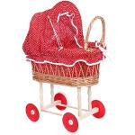 Egmont Toys Puppen Stubenwagen, Puppenwagen, aus Korb, innen rot/weiß gepunktet Maße: 50 x 28 x 58 cm