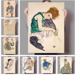 Egon Schiele Abstact Body Color Delineation Sketch Leinwand-Kunstdruck, Gemälde, Poster, Wandbild für Wohnzimmer, Heimdekoration