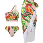 Rosa Vintage Push Up Bikinis aus Stroh für Damen Größe L 3-teilig für den für den Sommer 