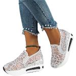 Silberne Slip-on Sneaker durchsichtig ohne Verschluss aus Mesh atmungsaktiv für Damen Größe 38 für den für den Sommer 