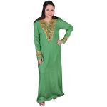 Egypt Bazar Damen-Kaftan Hauskleid aus 1001 Nacht, 100% Viskose (48-50 (XL), Grün)
