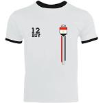 Egypt Soccer World Cup Fussball WM Fanfest Gruppen Herren Männer Ringer Trikot T-Shirt Streifen Trikot Ägypten, Größe: L,White/Black
