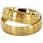 Silberne Ausgefallene Trauringe poliert aus Gold 18 Karat mit Zirkonia graviert 2-teilig zur Hochzeit 