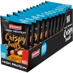 Ehrmann High Protein Crispy Balls ohne Zuckerzusatz, Milchschokolade Typ Karamell - Leckere Getreide-Kugeln mit Fairtrade-Kakao, 12 x 55g