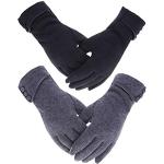 Reduzierte Anthrazitfarbene Gefütterte Handschuhe für Damen Größe M für den für den Winter 